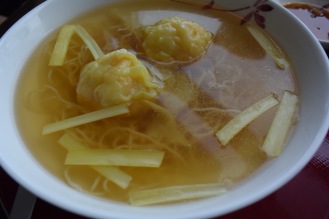 My noodle soup with shrimp wontons