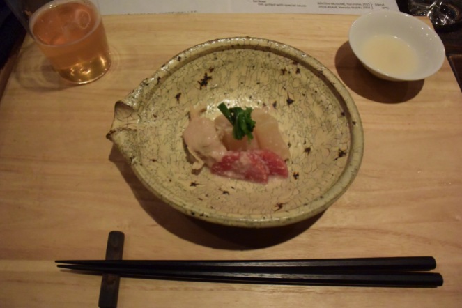 Appetizer- clam & daikon stewed with sake kasu