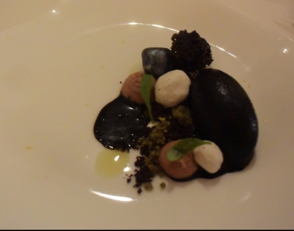 Choco- chocolate and cuttlefish ink icecream ("tinta de choco"). Who knew that squid ink ice cream could be so divine!!