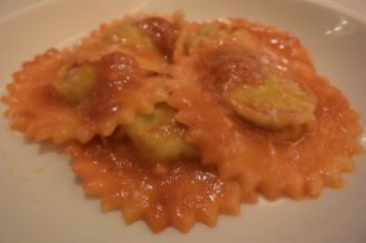 Spinach and ricotta cheese ravioli. Simple, but so delicious.