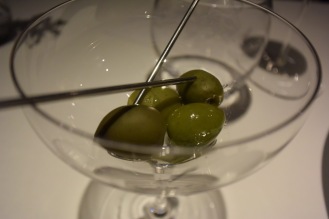 Some olives to accompany our champagne.